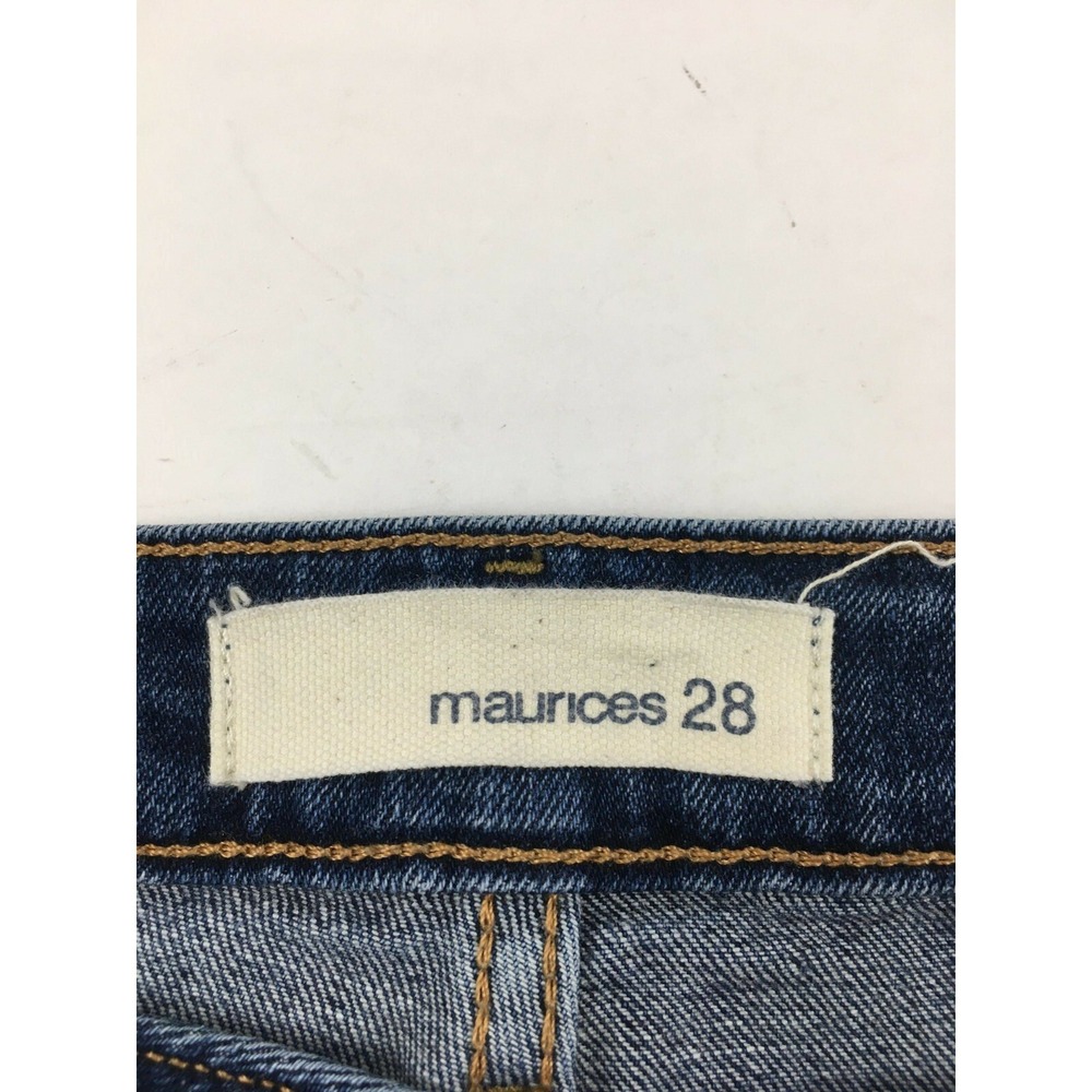 Maurices Pants Women's Size 28 REG Blue Denim Skinny Stretch Jeans Fringed Hem - Picture 3 of 10